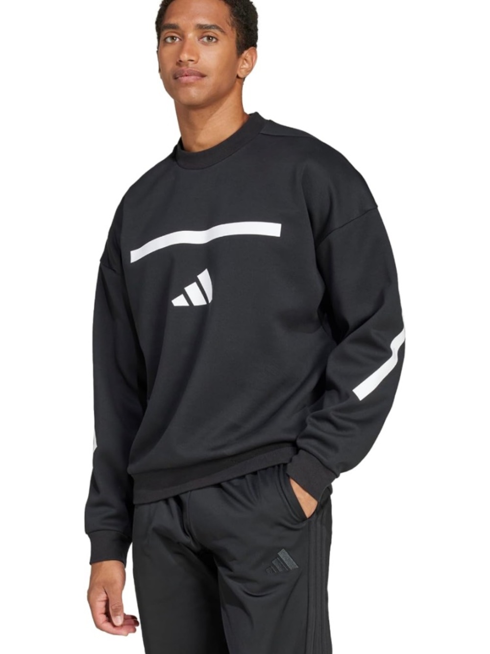 adidas Black Crewneck Sweatshirt with White Graphic Accents